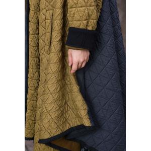 Yellow and Gray Quilted Cape Coat Cotton Plus Size Puffer Coat