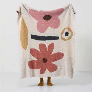 Pink Flowers Modern Blanket Warm Winter Couch Throw