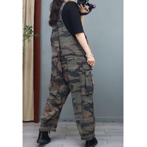 Front Pockets Denim Camo Overalls 90s Bib Overalls for Women