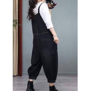 Designer Patchwork Fluffy Overalls Casual Stone Wash Dungarees