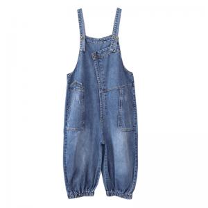 Designer Patchwork Fluffy Overalls Casual Stone Wash Dungarees