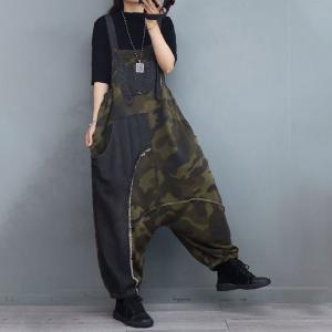 Low Crotch Como Baggy Overalls 90s Fringed Bib Overalls