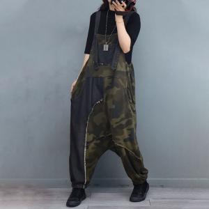 Low Crotch Como Baggy Overalls 90s Fringed Bib Overalls