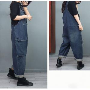 Rivet Pockets 90s Overalls Women Baggy Stone Wash Dungarees