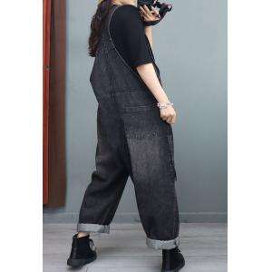 Rivet Pockets 90s Overalls Women Baggy Stone Wash Dungarees