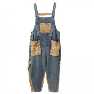 Open Back Printed Pockets Fashion Overalls Baggy Designer Overalls