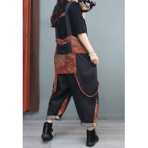 Open Back Printed Pockets Fashion Overalls Baggy Designer Overalls