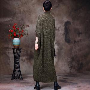 Mock Neck Glittering Jersey Dress Wool Elegant Sweater Dress