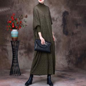 Mock Neck Glittering Jersey Dress Wool Elegant Sweater Dress