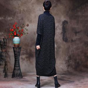 Mock Neck Glittering Jersey Dress Wool Elegant Sweater Dress