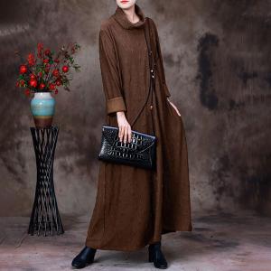 Solid Color Pendants Sweater Dress Elegant Turtleneck Dress