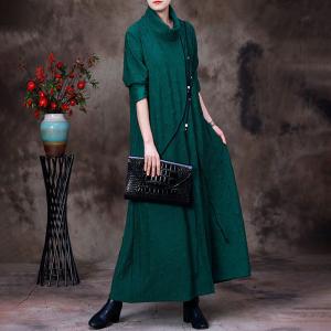 Solid Color Pendants Sweater Dress Elegant Turtleneck Dress