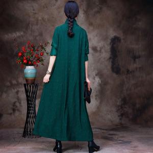 Solid Color Pendants Sweater Dress Elegant Turtleneck Dress