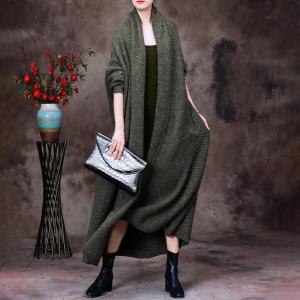 Woolen Oversized Long Cardigan Mid-Calf Knit Coat