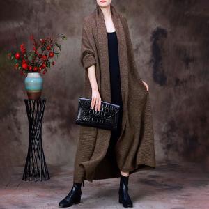 Woolen Oversized Long Cardigan Mid-Calf Knit Coat