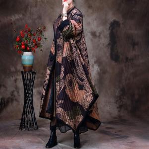 Large Printed Quilted Puffer Coat Winter Blanket Coat