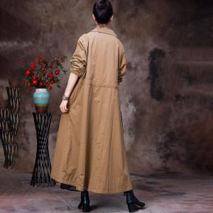Business Casual Belted Trench Flax Long Wind Coat