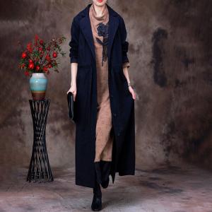 Business Casual Belted Trench Flax Long Wind Coat