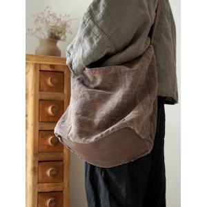 Vintage Gingham Shoulder Bag Cotton Linen Hobo Bag