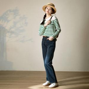 Causal Green Striped T-shirt Oversized Cotton T Shirt