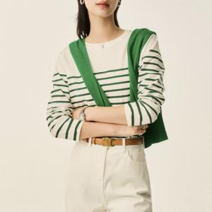 Causal Green Striped T-shirt Oversized Cotton T Shirt