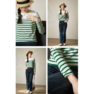 Causal Green Striped T-shirt Oversized Cotton T Shirt