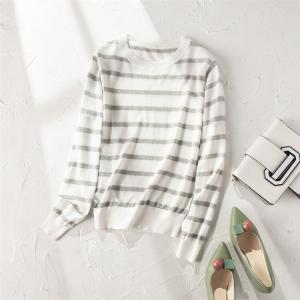 Horizontal Striped Basic Knit Sweater Cotton and Cashmere Tee