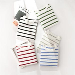 Horizontal Striped Basic Knit Sweater Cotton and Cashmere Tee