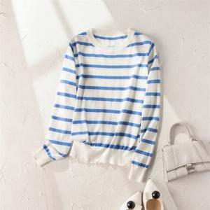 Horizontal Striped Basic Knit Sweater Cotton and Cashmere Tee