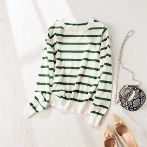 Horizontal Striped Basic Knit Sweater Cotton and Cashmere Tee