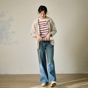 Horizontal Striped Basic Knit Sweater Cotton and Cashmere Tee