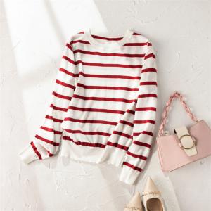 Horizontal Striped Basic Knit Sweater Cotton and Cashmere Tee