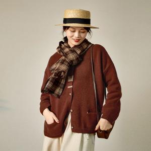 Soft Woolen Oversized Cardigan Over50 Single-Breasted Coat