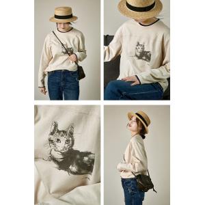 Cute Cat Cotton T-shirt Comfy Long Sleeves Casual Tee