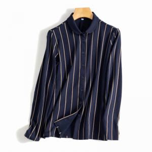 Vertical Striped Business Shirt Long Sleeve Ladies Shirt