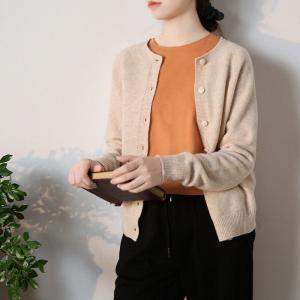 Baby Purple Sheep Wool Cardigan Apricot Knit Wear