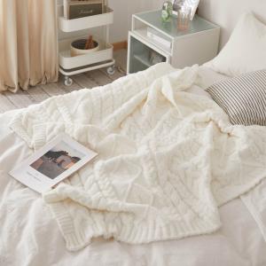 Stereo Pattern White Couch Throw Soft Fluffy Blanket