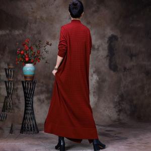 Solid Colored Maxi Wool Jersey Dress Elegant Slits Dress