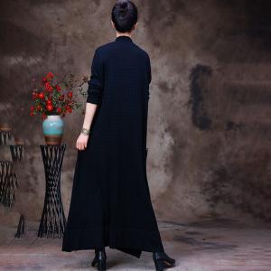 Solid Colored Maxi Wool Jersey Dress Elegant Slits Dress