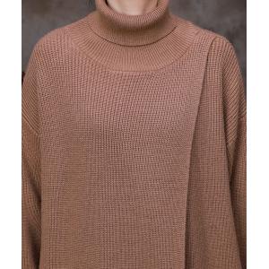 Big Front Slit Sweater Dress Knitting Turtleneck Dress