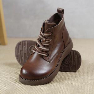 Lace Up Leather Desert Boots 90s Fashion Ankle Boots