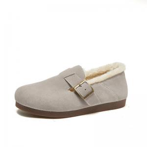 Preppy Style Fur Flats Slip-On Winter Sandals for Women