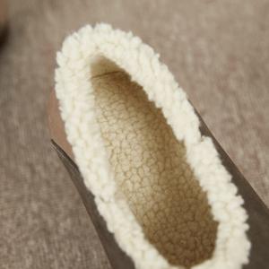 Lamb Wool Lining Leather Flats Contrast Color Winter Slip-On