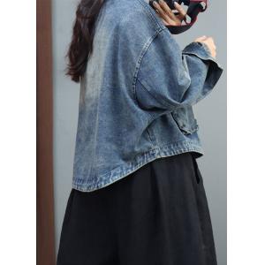 Double-Breasted Blue Jean Jacket Plus Size Short Jacket