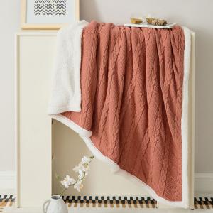 Cable Knit Cotton Winter Throw Warm Fluffy Blankets