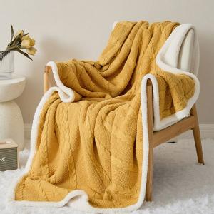 Cable Knit Cotton Winter Throw Warm Fluffy Blankets