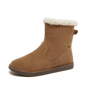 Warm Fur Lining Suede Boots Womens Leather Snow Booties