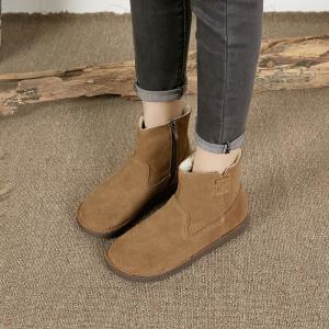 Side Zip Classic Suede Snow Boots Fur Lined Flat Ankle Boots