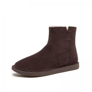 Side Zip Classic Suede Snow Boots Fur Lined Flat Ankle Boots