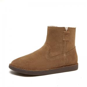 Side Zip Classic Suede Snow Boots Fur Lined Flat Ankle Boots